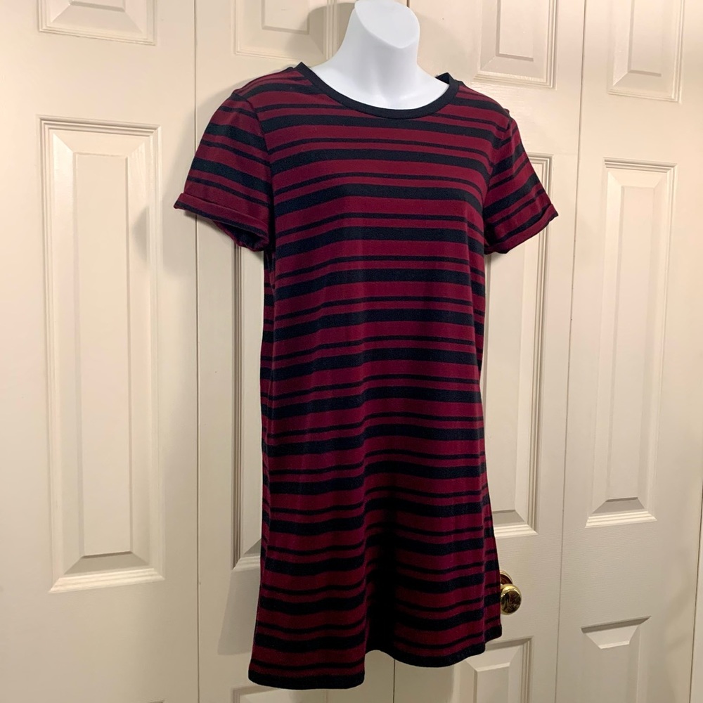 ♥️ 🕶 Striped Burgundy Shirt Dress - Picture 11 of 16
